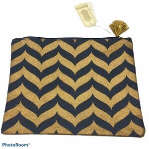 NWT 2015 mud pie shimmer case navy gold whale tail